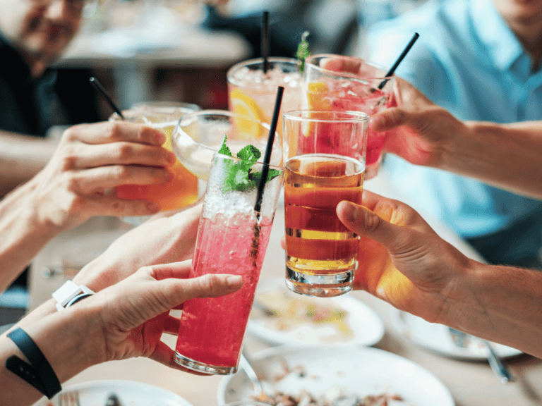 Mocktails on different glasses