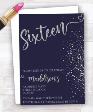 Silver sparkle Party Invitations