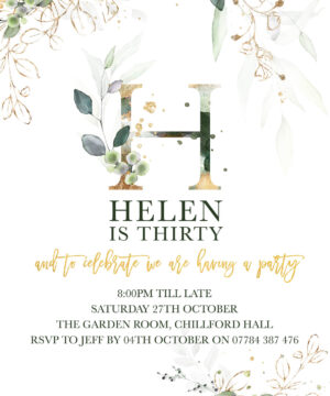 Central Botanical Gold Party Invitations