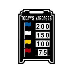 Image of Economy Range Yardage Easel in black with white border