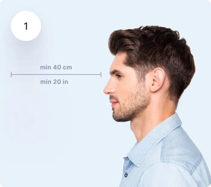 Distance from the camera while taking a passport photo