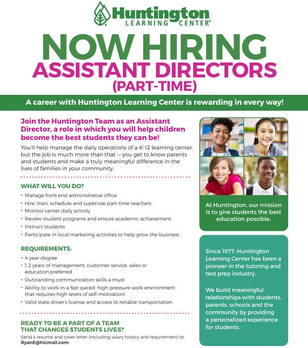 Seeking a team leader to help kids succeed in school! Assistant Director! 