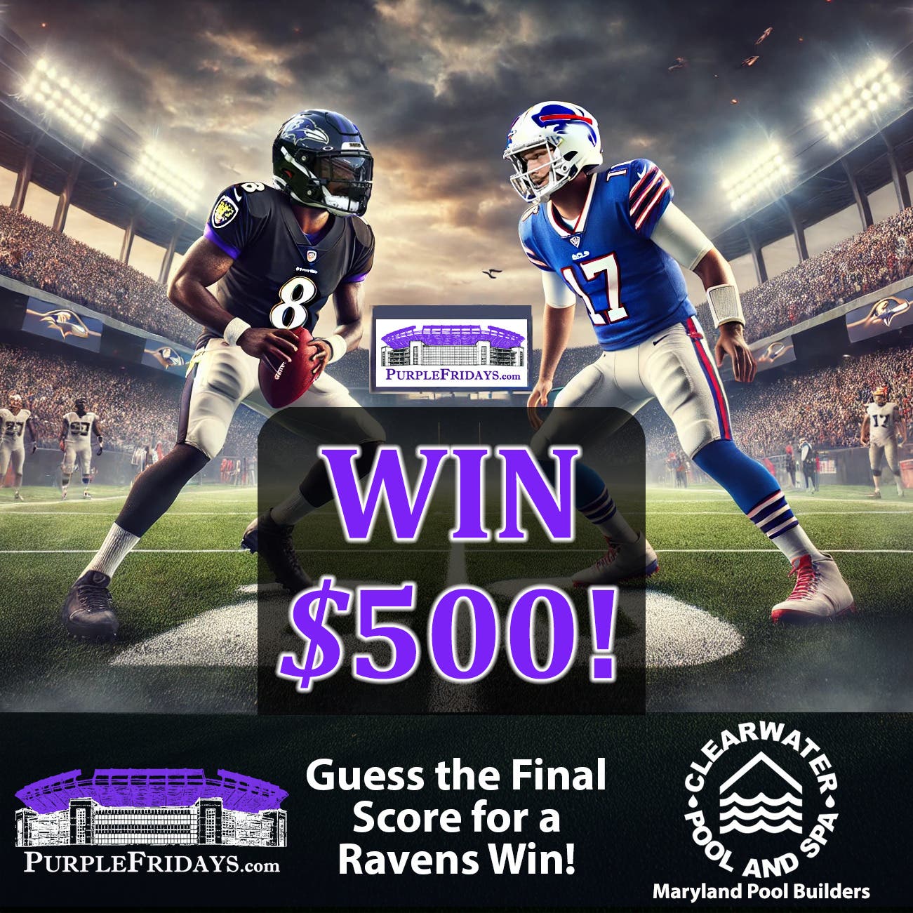 WIN $500!  Clearwater Pool and Spa Sponsors Purple Fridays Ravens Contest