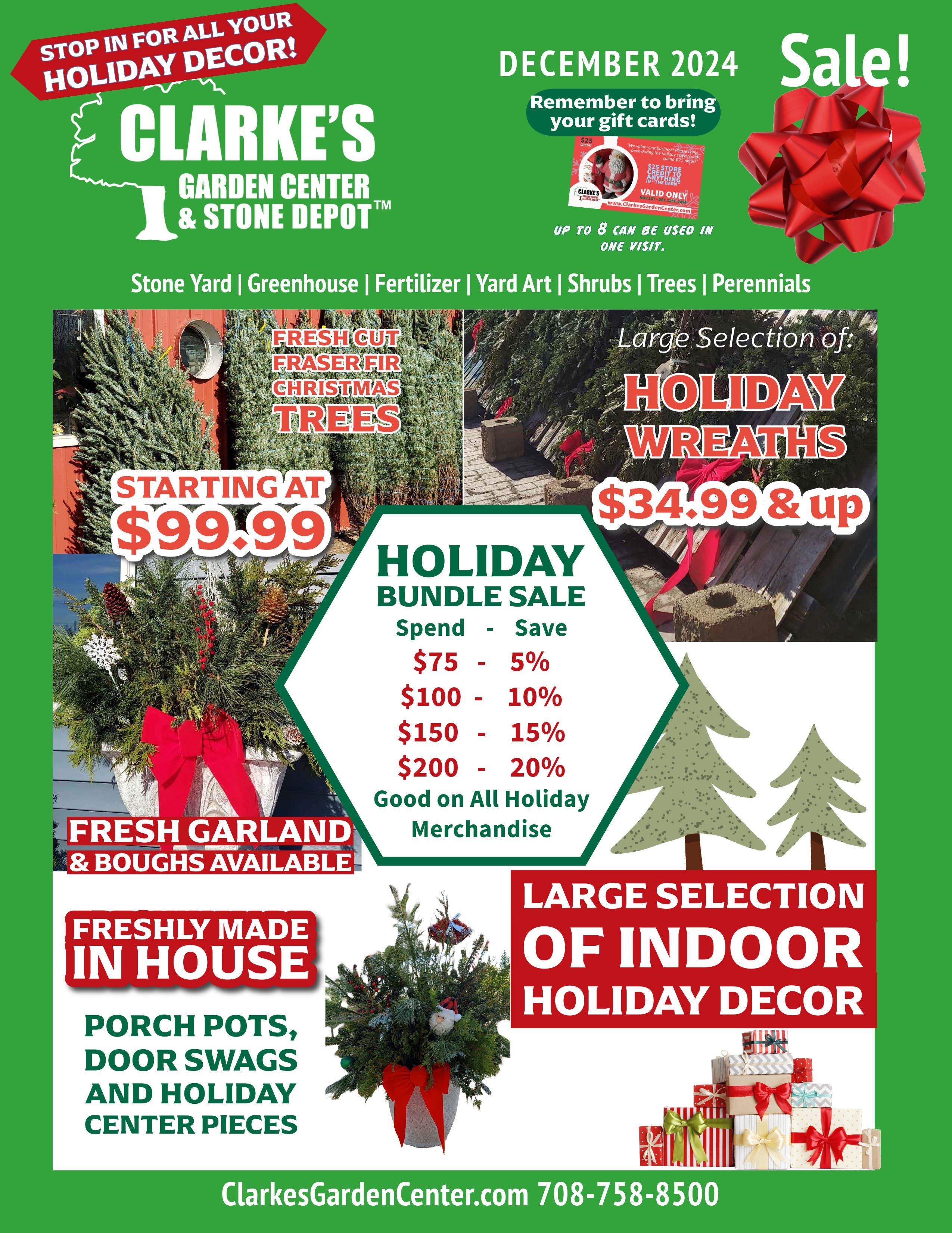 December Sales Flyer for Clarke's Garden Center