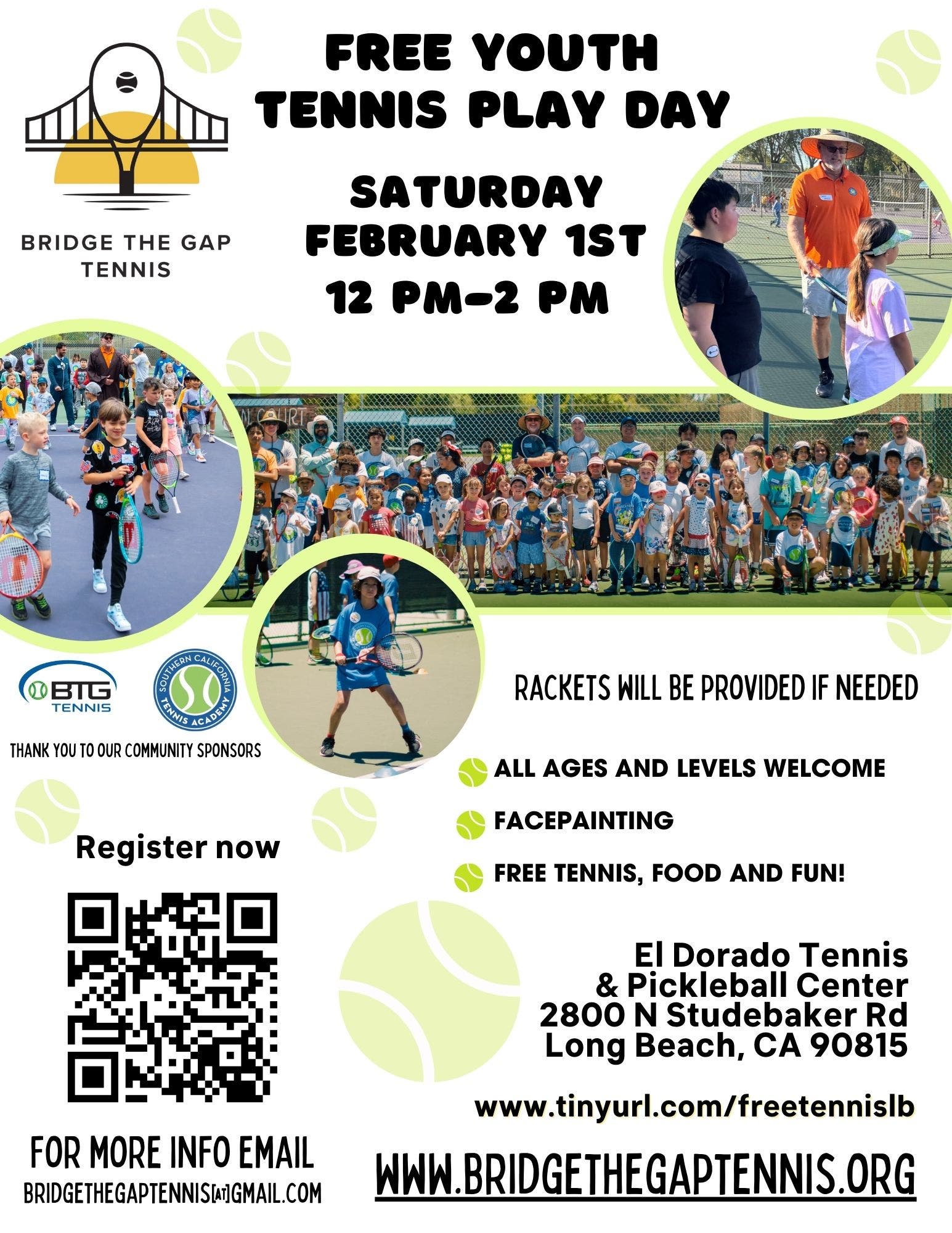 Free Youth Tennis Play Day with Bridge The Gap Tennis 