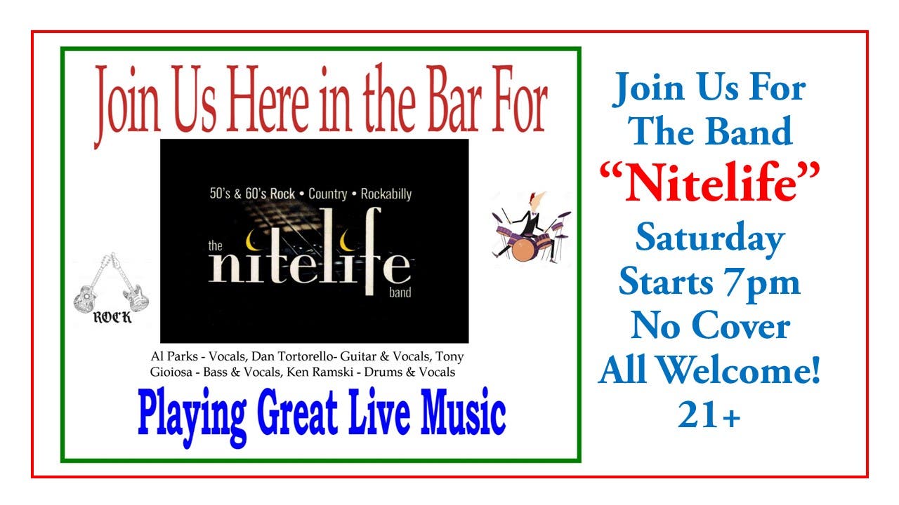 NL VFW Hosts The Band “NITELIFE”, 7 pm, Saturday, January 4, 2025. No Cover, Public Welcome. 21+