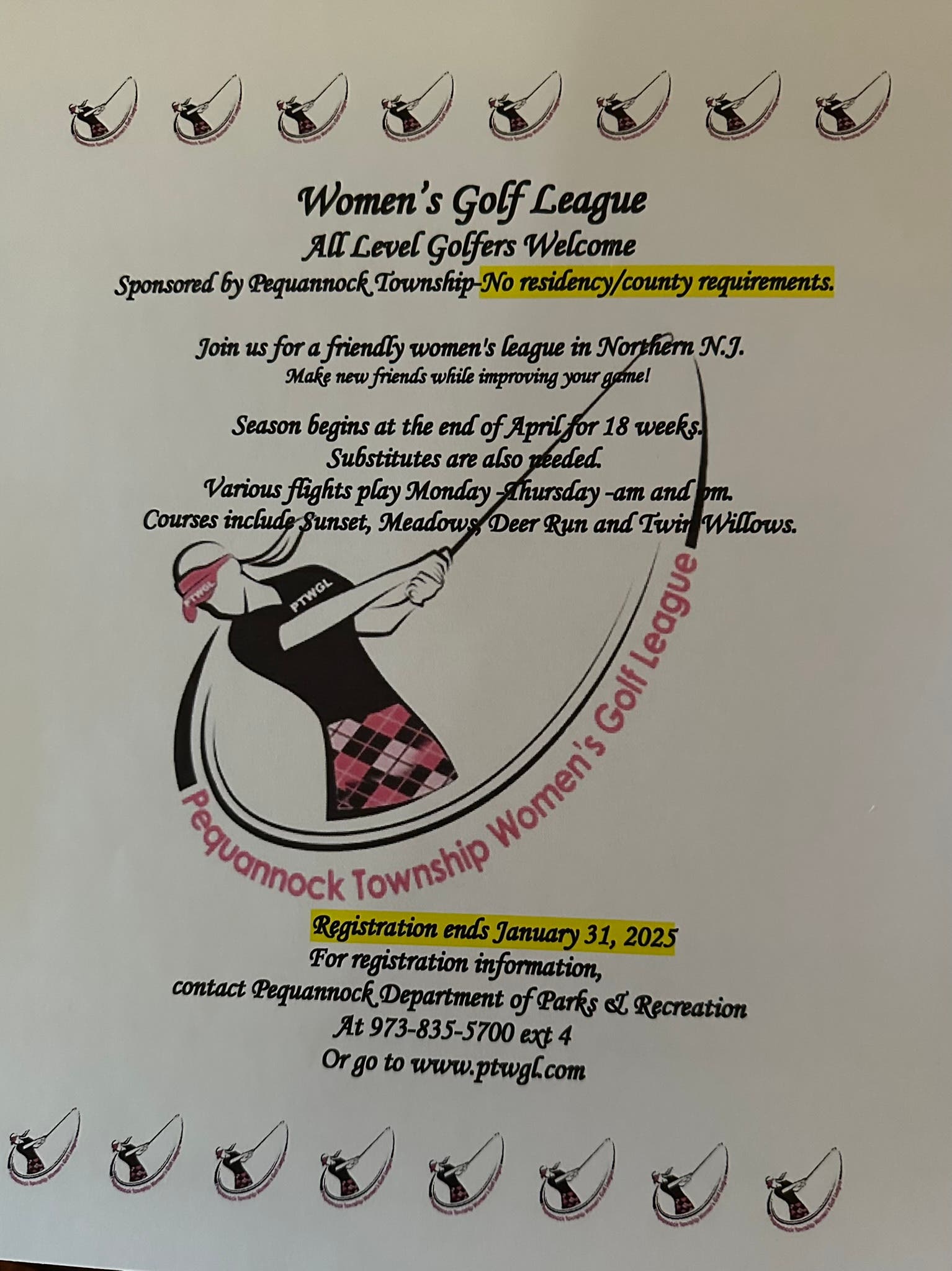 Think Spring!  All Level Women Golfers Wanted!