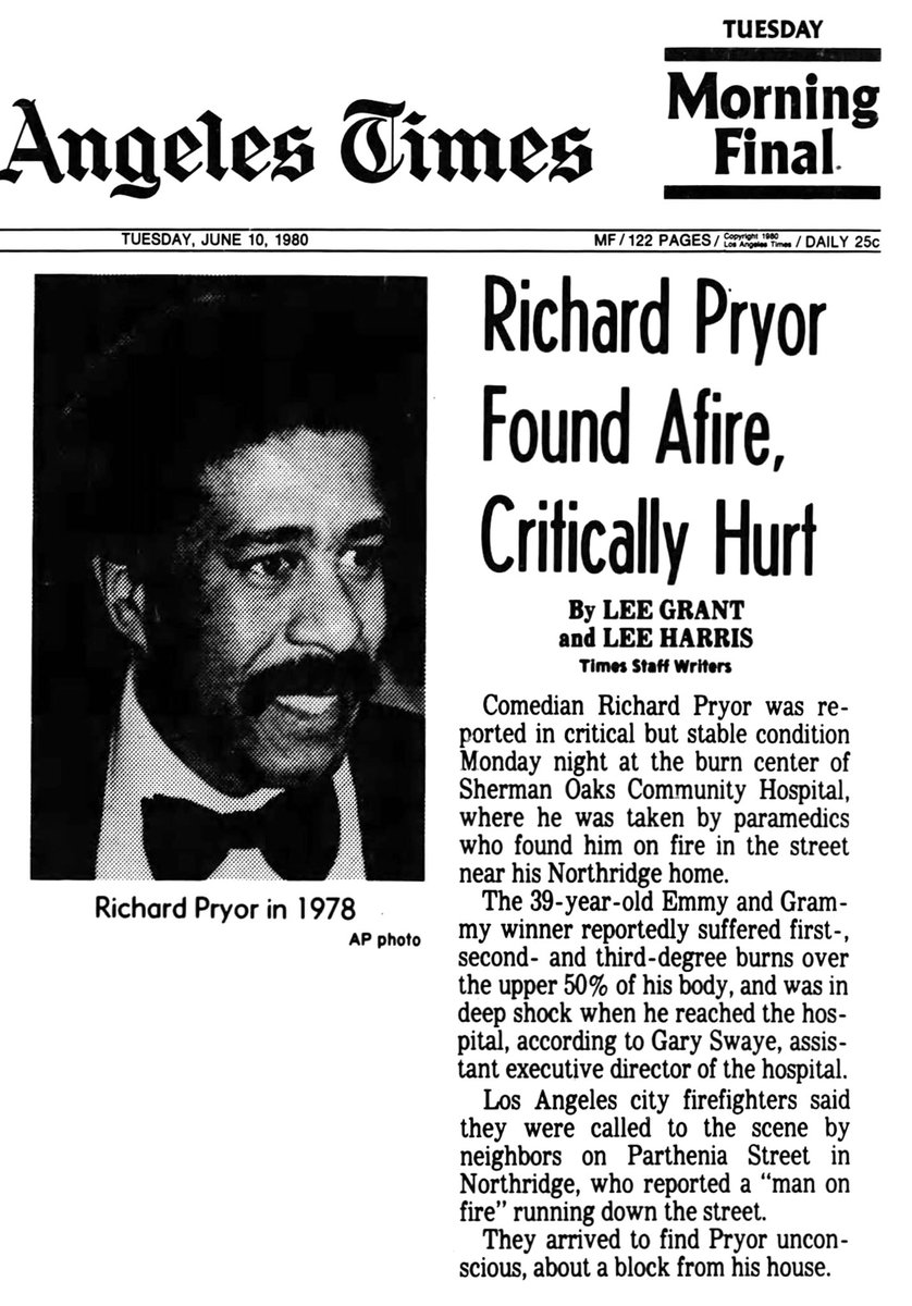 Richard Pryor Fire - Richard Pryor S Widow Calls His 1980 Fire Incident