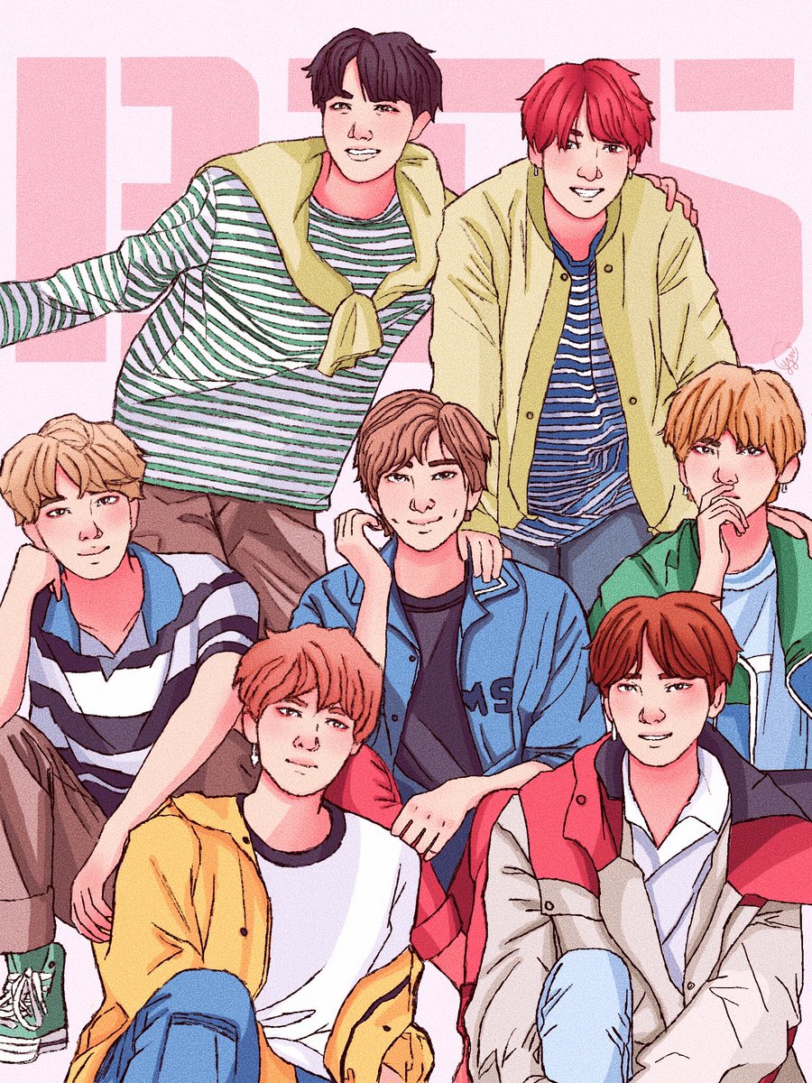 Bts Group Picture Drawing - BTS 2020