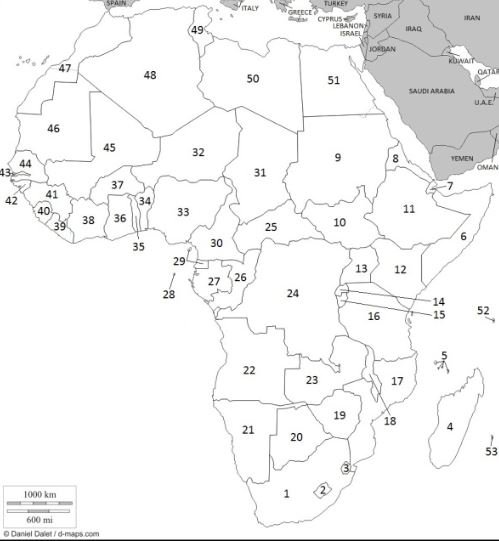 Numbered Map Of Africa - Gracia Georgeanne