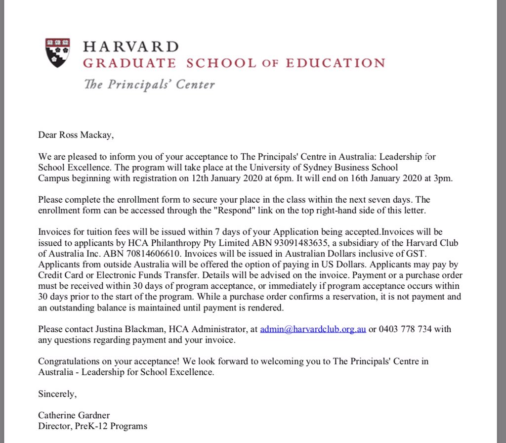 Harvard Acceptance Letter Envelope