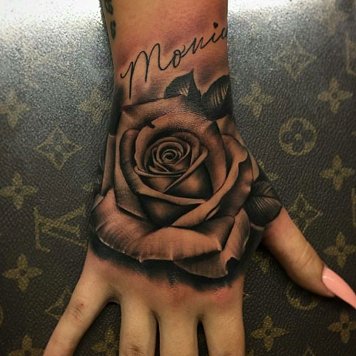 Rose Hand Tattoo Idea