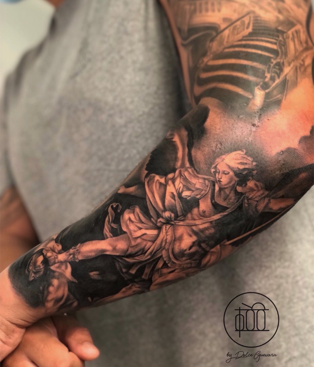 Tattoo uploaded by Anthriller Montana   ST MICHAEL  stmichael  archangel angeltattoo sleeve sleevetattoo tattoooftheday tattooart  blackandgrey toronto torontotattoo anthrillermontana  Tattoodo