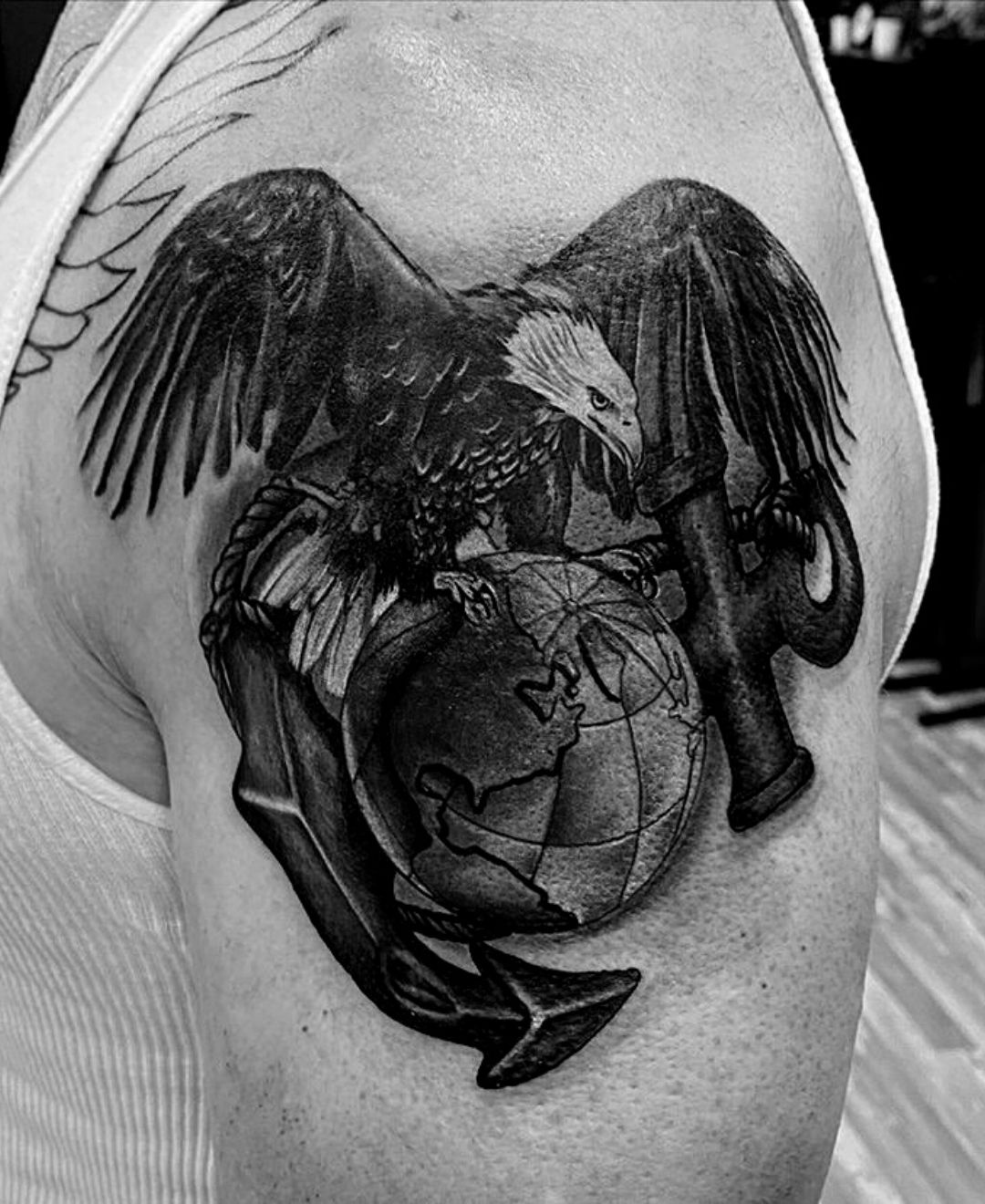 TatMan Tattoos  Todays fun adventure by Paul led this prior Marine  gentleman to get an EGA eagle globe and anchor on his calf I hope yall  dig it  Facebook