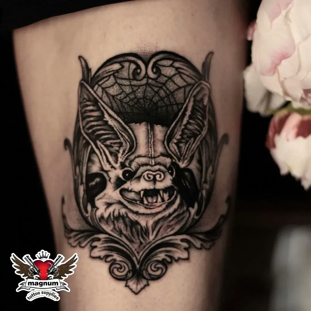 Blackwork Vampire Bat Tattoo  Bat tattoo Bats tattoo design Tattoos