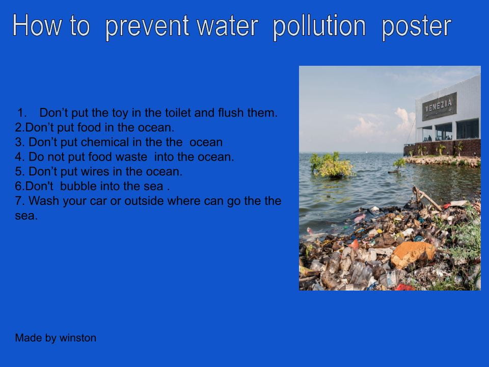 How to Prevent Water Pollution Poster – Winston @ Panmure Bridge School