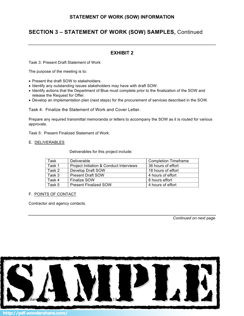 Sample Statement Of Work Template