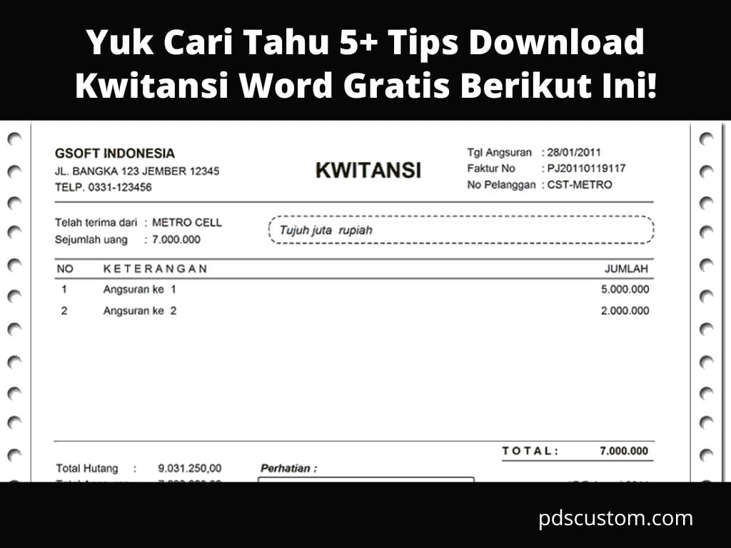 Download Kwitansi Kosong Word, Excel, dan PDF Gratis