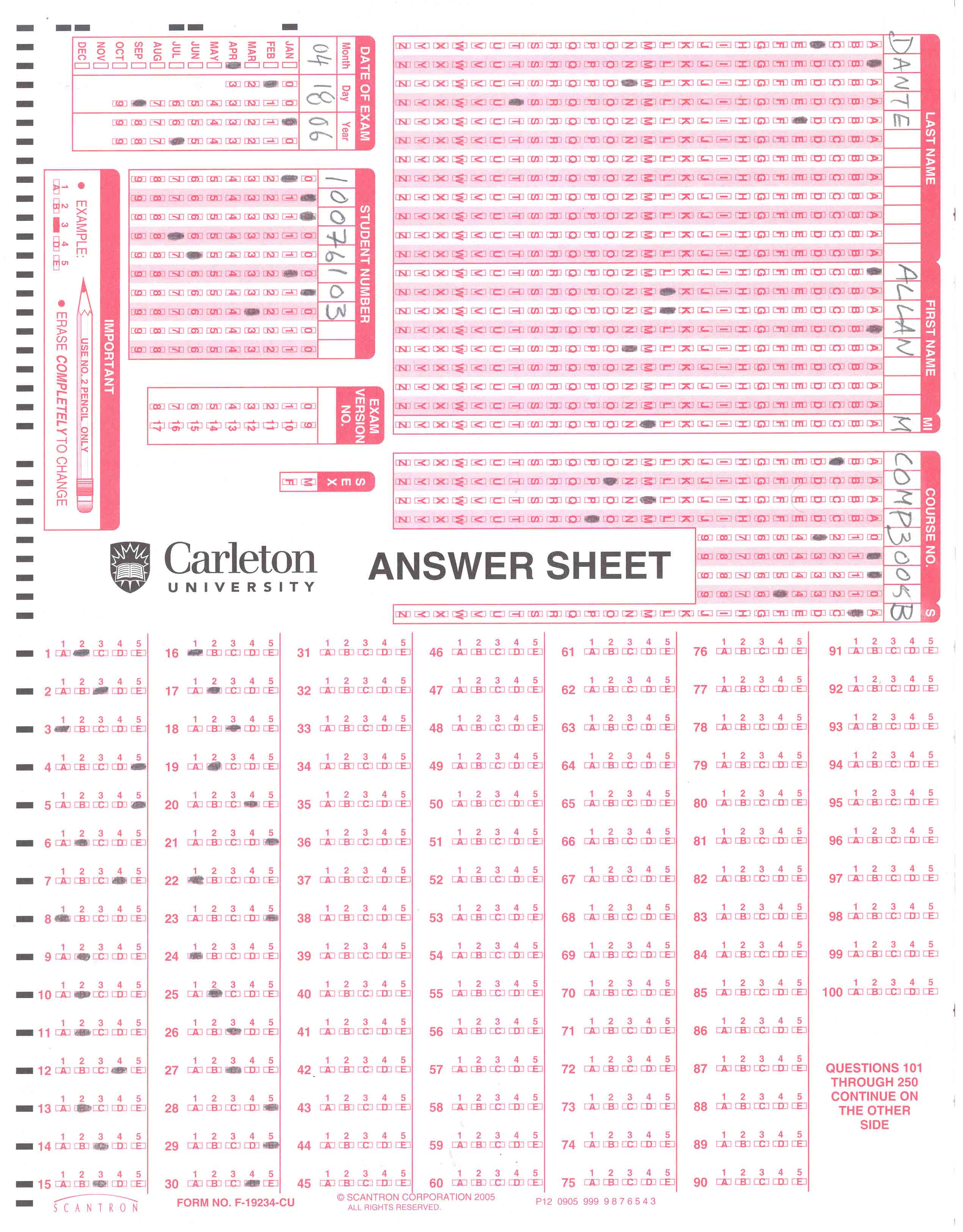 Scantron Printable - Printable Word Searches