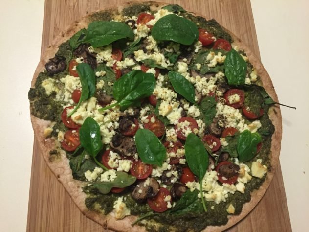 Feta Pesto Veggie Delight Pizza