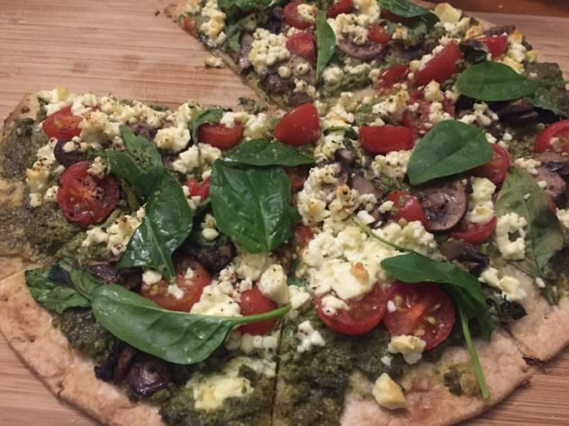 Feta Pesto Veggie Delight Pizza