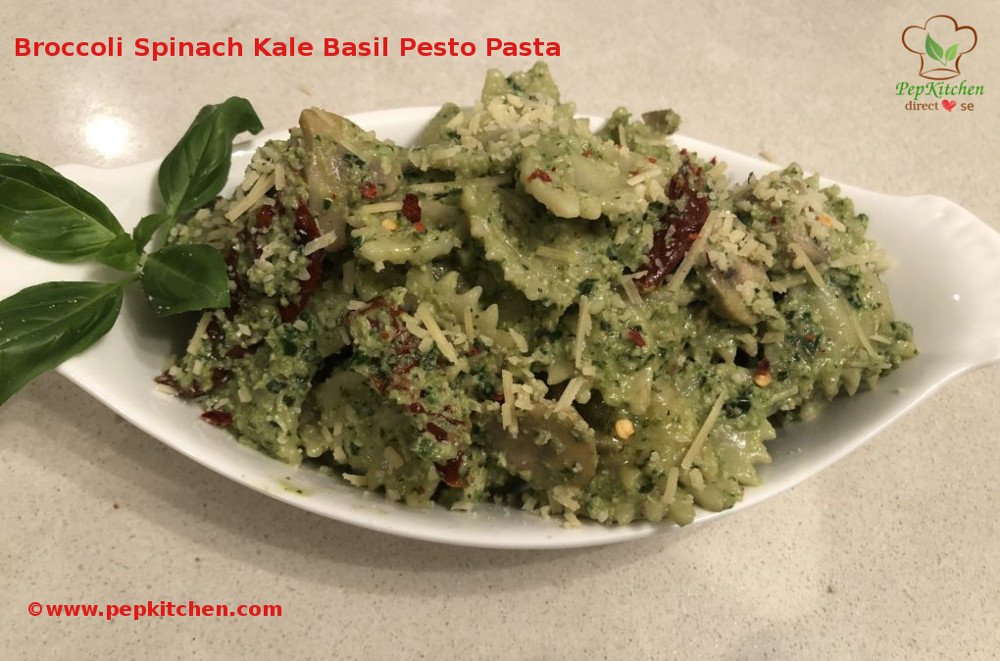 Broccoli Spinach Kale Basil Pesto Pasta