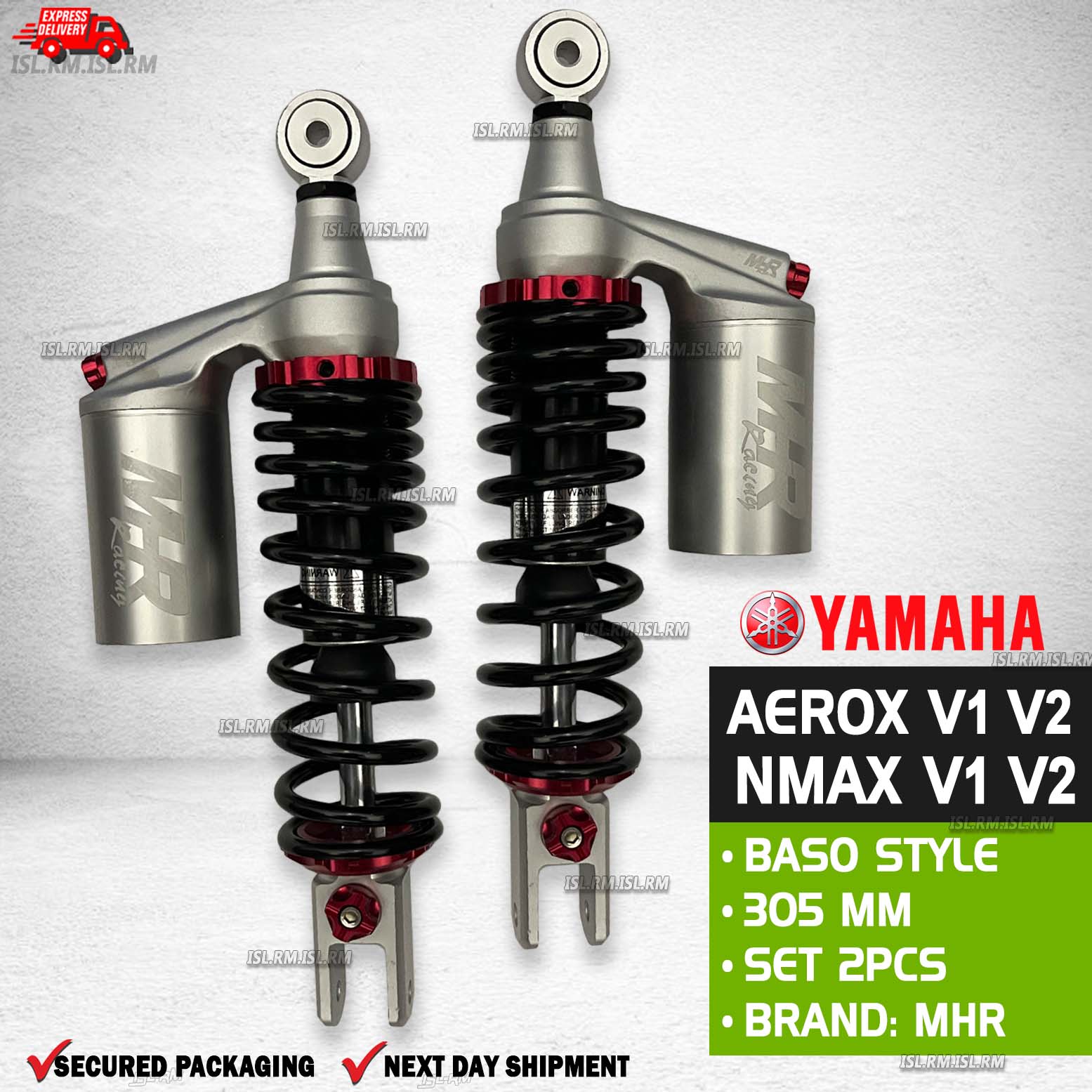 Yamaha NMAX AEROX V1 V2 Rear shock absorbers 2pcs with Baso style ...