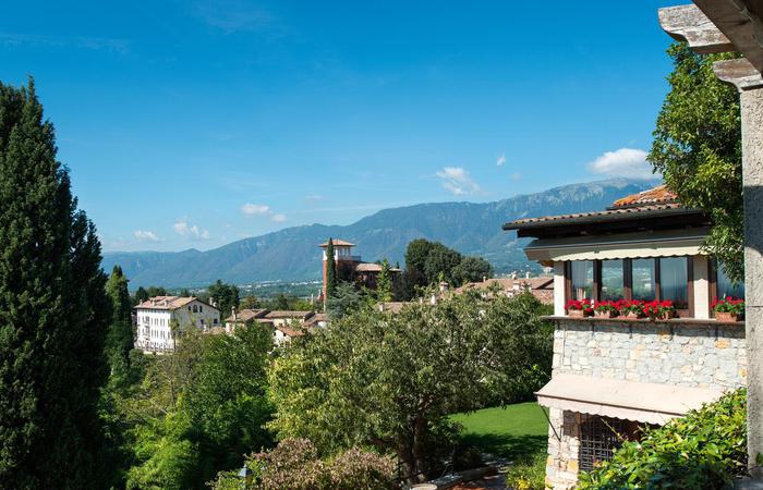 Daytime exterior of Hotel Villa Cipriani in Asolo, Italy.