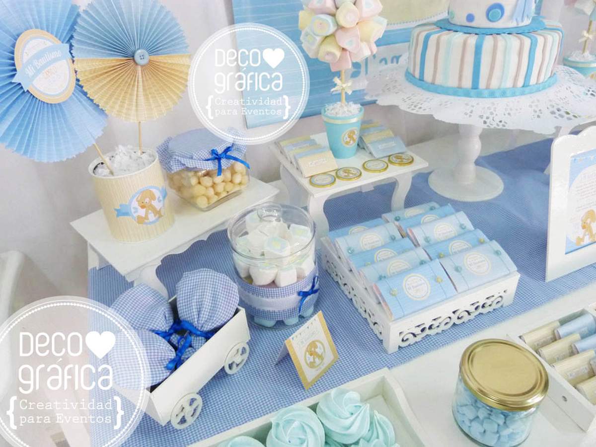 Cream & Light Blue Baptism Party Ideas | Photo 8 of 46 | Catch My Party