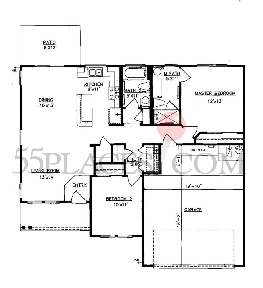 Lavaca Floorplan 1121 Sq. Ft Sun City Texas