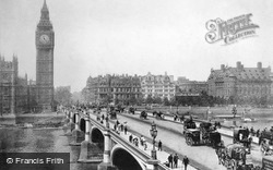 Clock Tower And Westminster Bridge c.1890, London