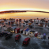 Ice shacks @ Sunset - Renforth New Brunswick Canada Aerial View