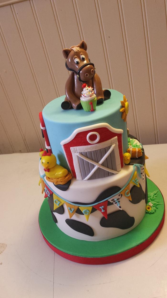 farm themed 1st birthday - Decorated Cake by Naomi - CakesDecor