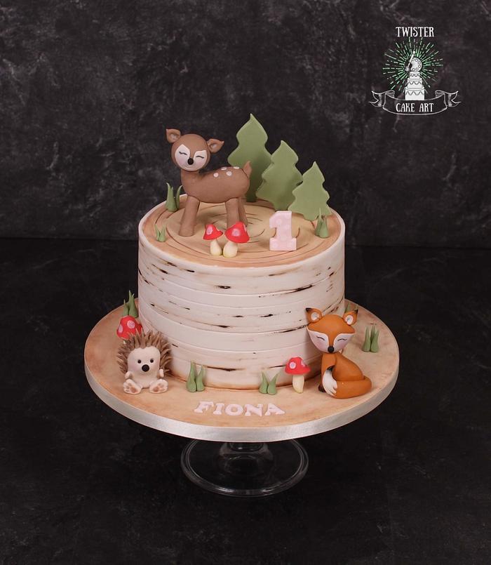 Woodland 1st Birthday cake