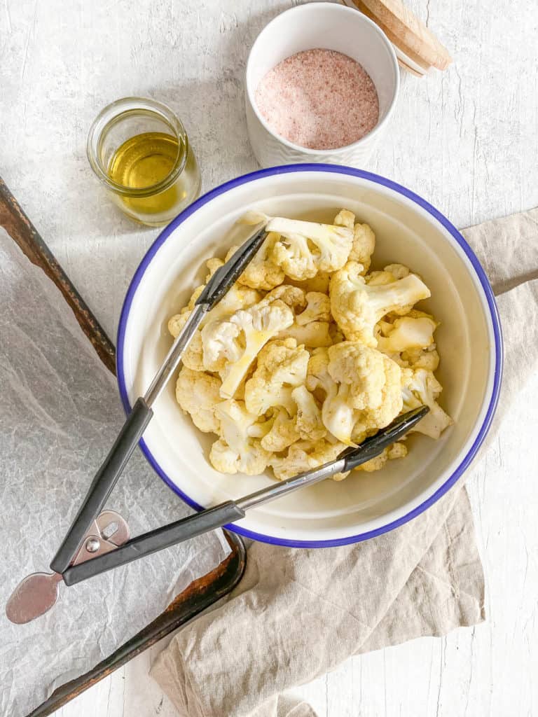 cauliflower tossed with olive oil