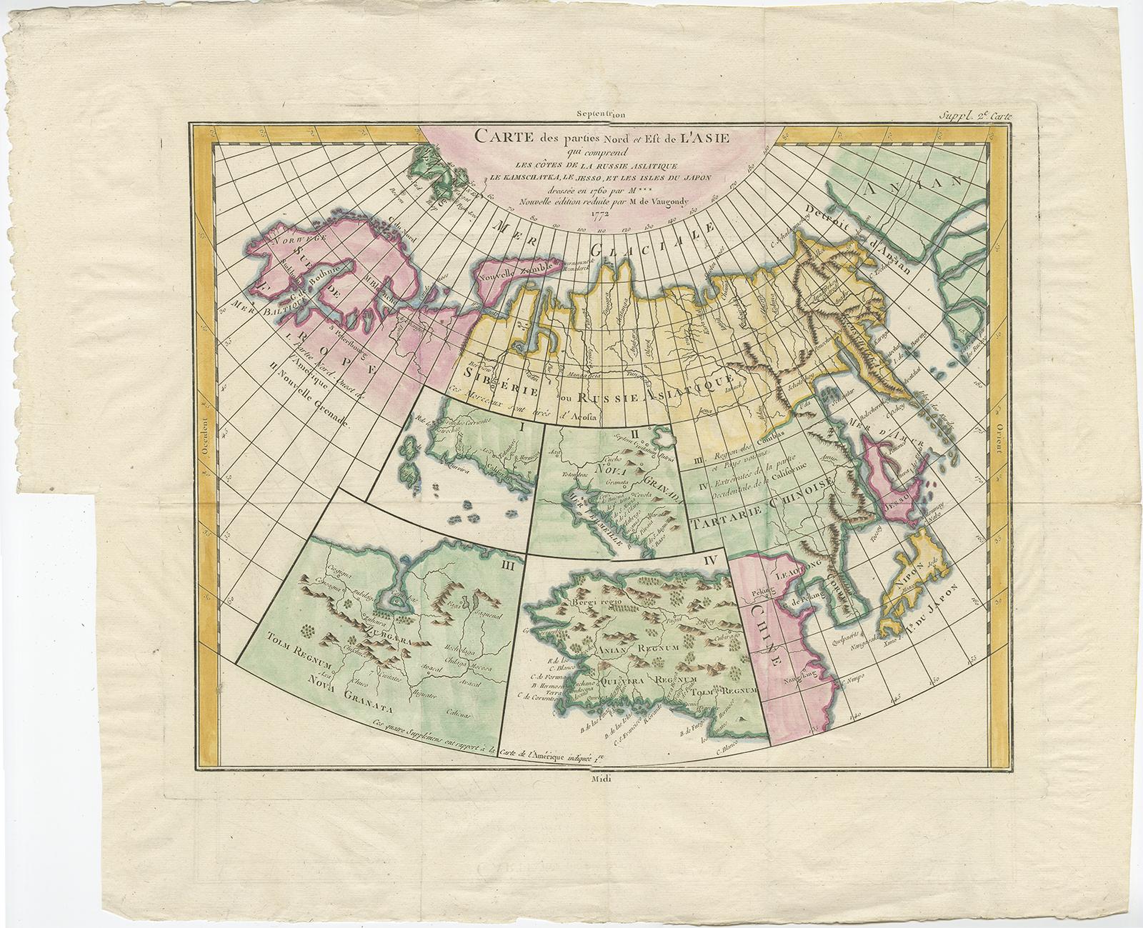 Antique Map of North Europe and East Asia by Vaugondy (c.1750) by ...