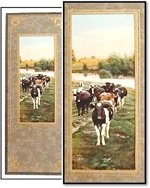 Seller image for Early 20th Century Matted Color Print of Cows in a Pastoral Scene for sale by Blind-Horse-Books (ABAA-FABA-IOBA)