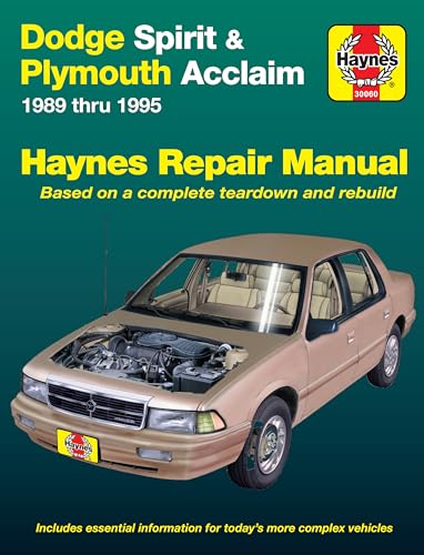 Stock image for Dodge Spirit & Plymouth Acclaim (89-95) Haynes Repair Manual (Does not include information specific to flexible fuel models. Includes thorough vehicle coverage apart from the specific exclusion noted) for sale by Hastings of Coral Springs