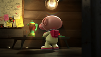 The first scene of The Night Juicer, showing Captain Olimar blending Pikpik Carrots.