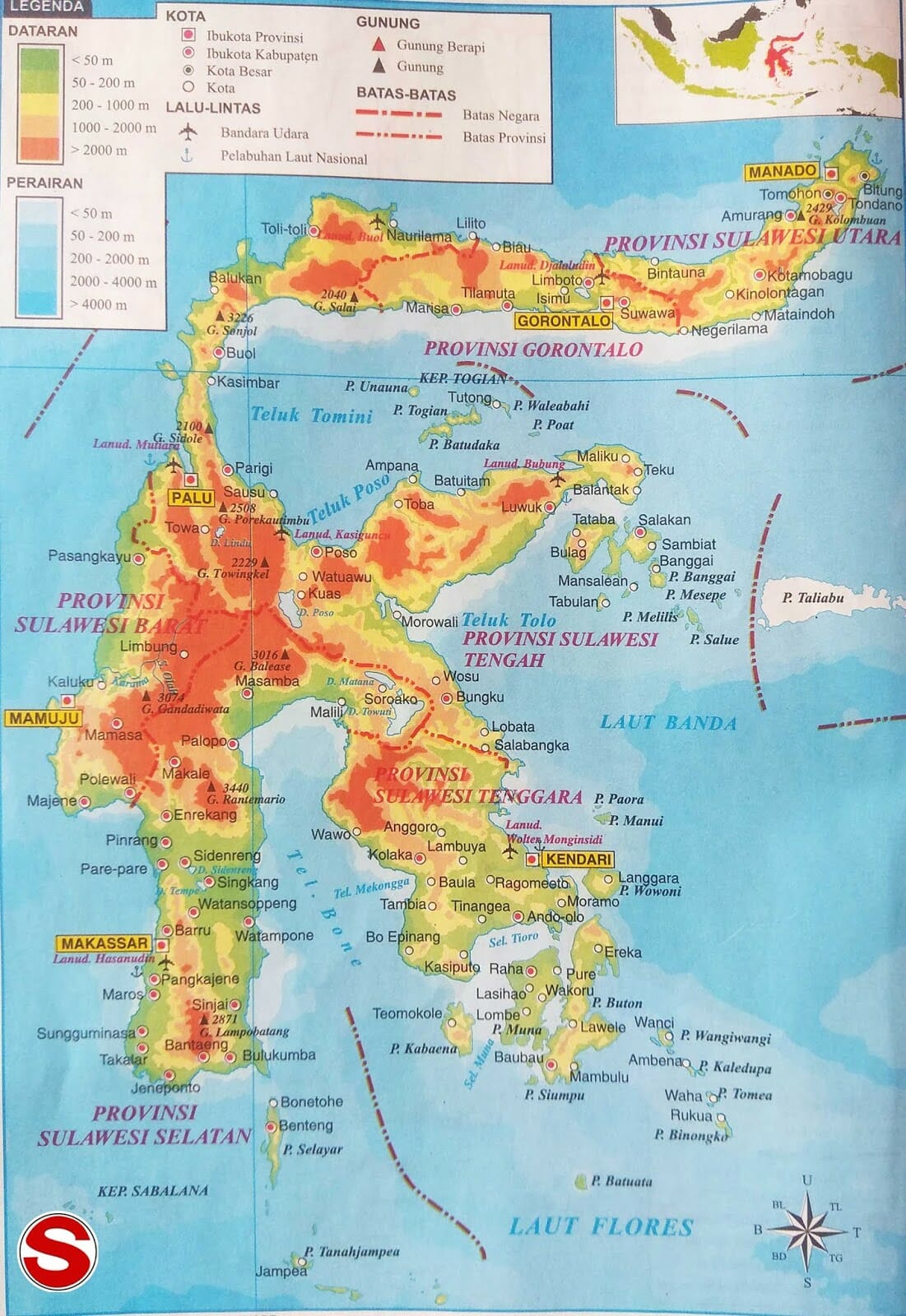 Peta Sulawesi Lengkap Dengan Keterangan Nama Provinsi Tata Ruang - Riset