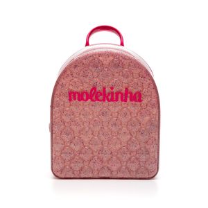 Mochila Molekinha Infantil Menina Glitter Coração 20023.5 Rosa