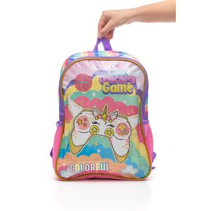 Mochila De Costas Luxcel  Infantil Menina Up4you Unicórnio Game Is39371up Rosa