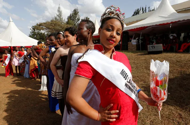 Miss Langata Prison 2016 Ruth Kamande poses for a photograph as female inmates participate in a fashion parade as part of their Valentine's Day celebration, dubbed “love behind bars” inside the Langata Women Maximum Security Prison in Kenya's capital Nairobi, February 14, 2017. (Photo by Thomas Mukoya/Reuters)