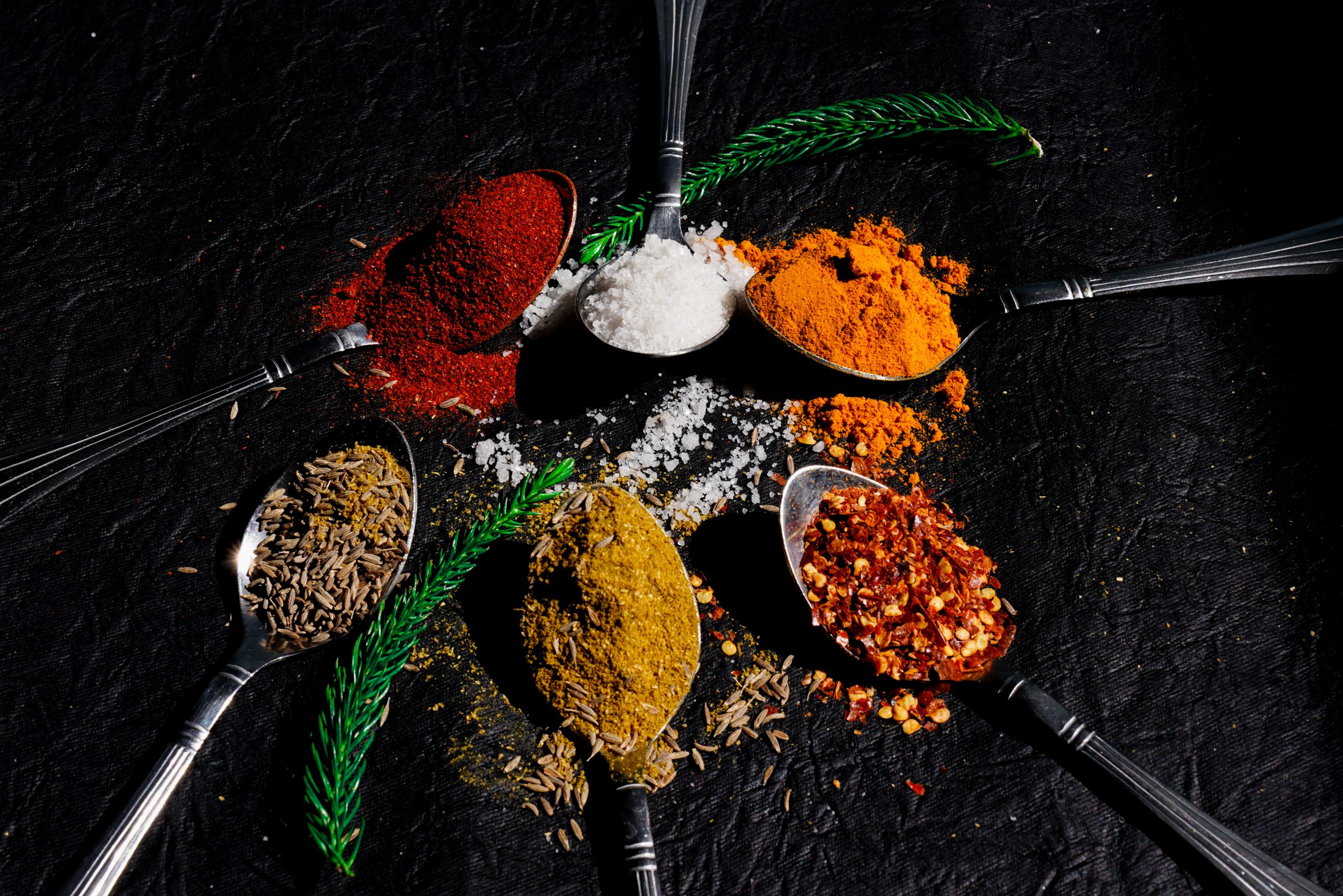 spices in spoons