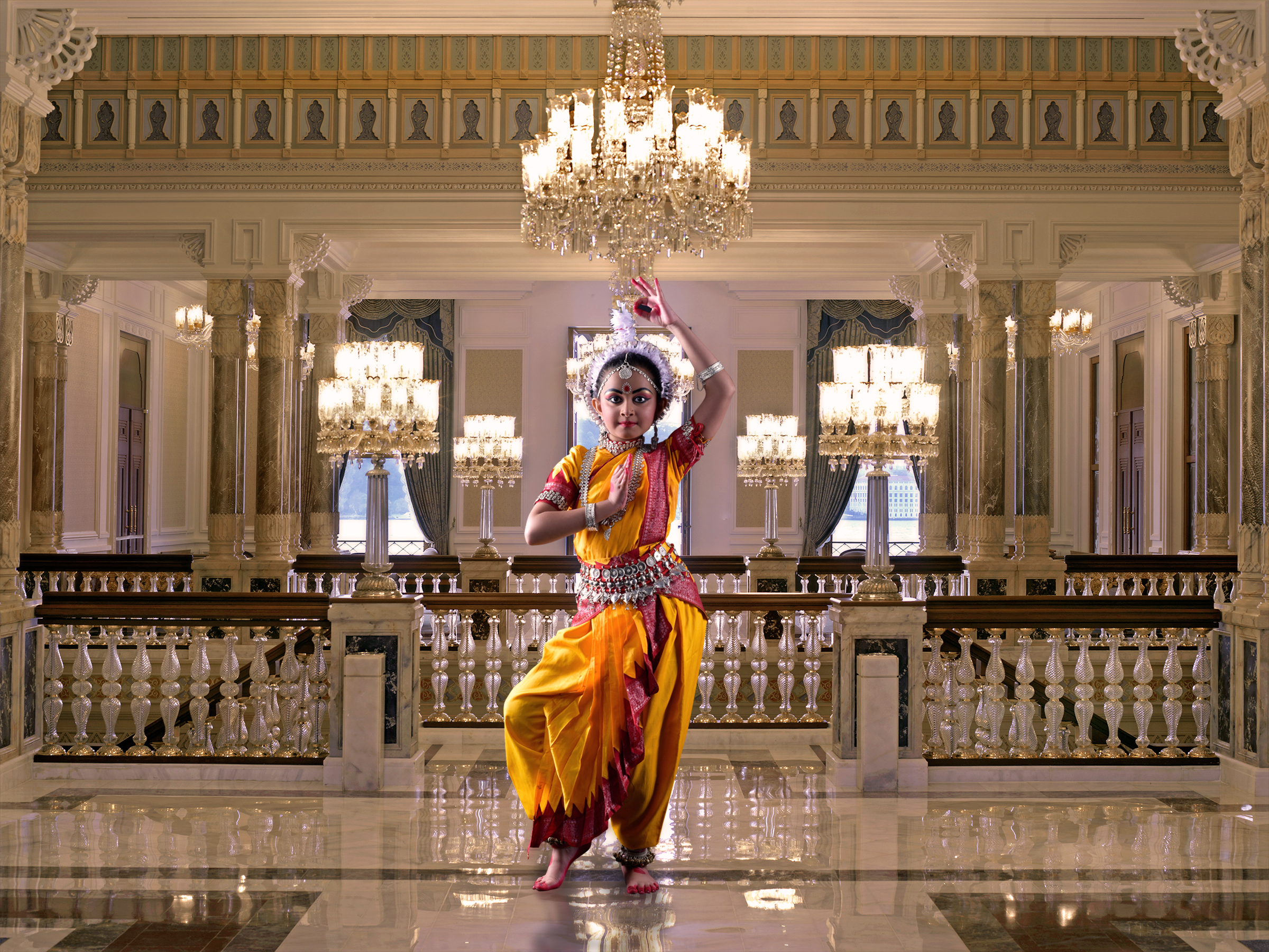 A female classical dancer in a palace