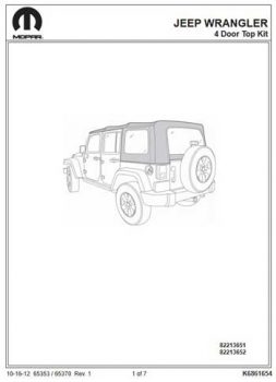 Download Jeep Wrangler JK Unlimited Soft Top Installation Instructions 82213651 82213652