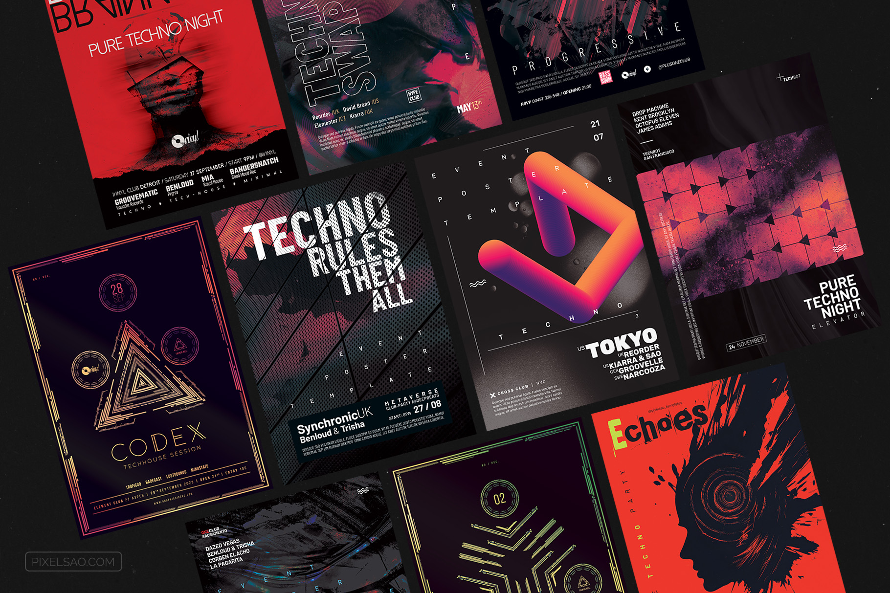 techno flyers bundle