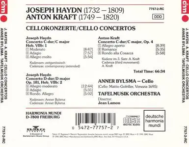 Anner Bylsma, Jean Lamon, Tafelmusik Baroque Orchestra - Joseph Haydn, Anton Kraft: Cello Concertos (1990)