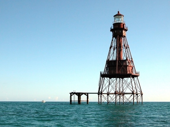 ocean, sea, water, beacon, horizon