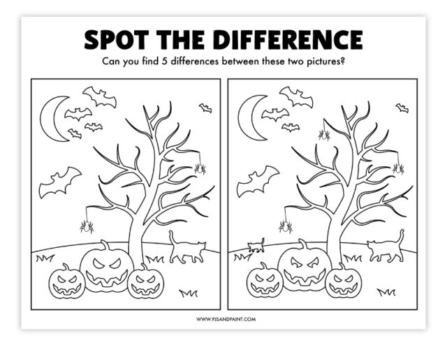 Free Printable Halloween Spot the Difference Activity